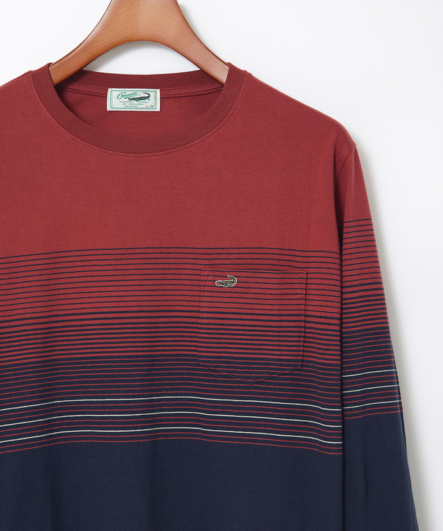 パネルボーダー柄 長袖Tシャツ