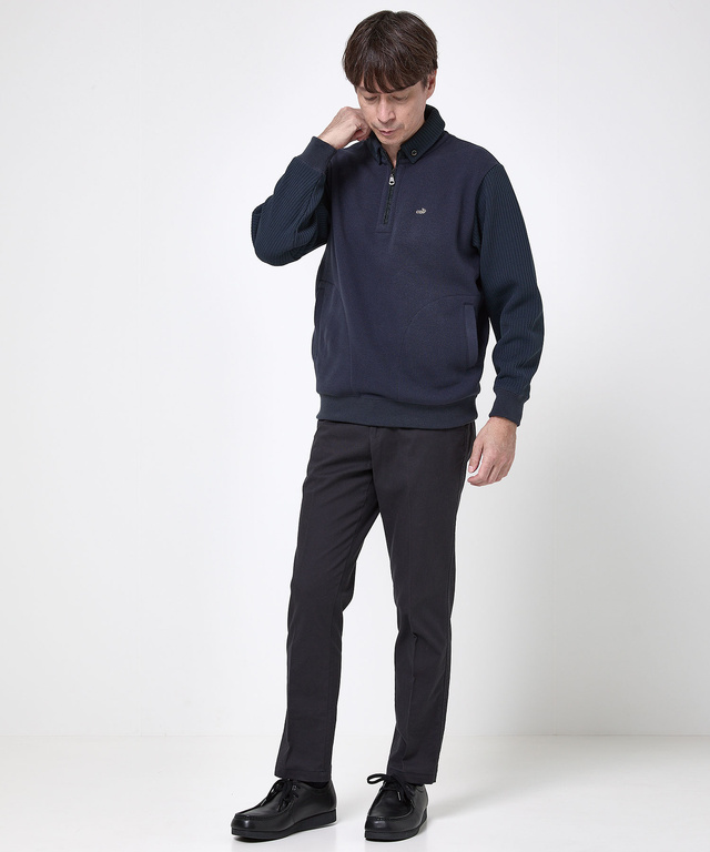 鹿の子 リブ 切り替え トレーナー【日本製生地】