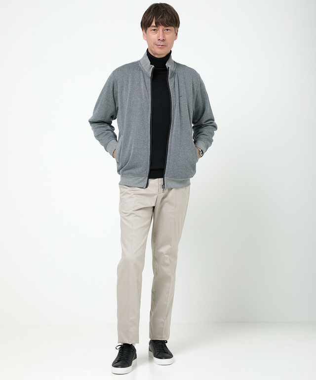 ヘリンボーン柄 フルジップ ブルゾン