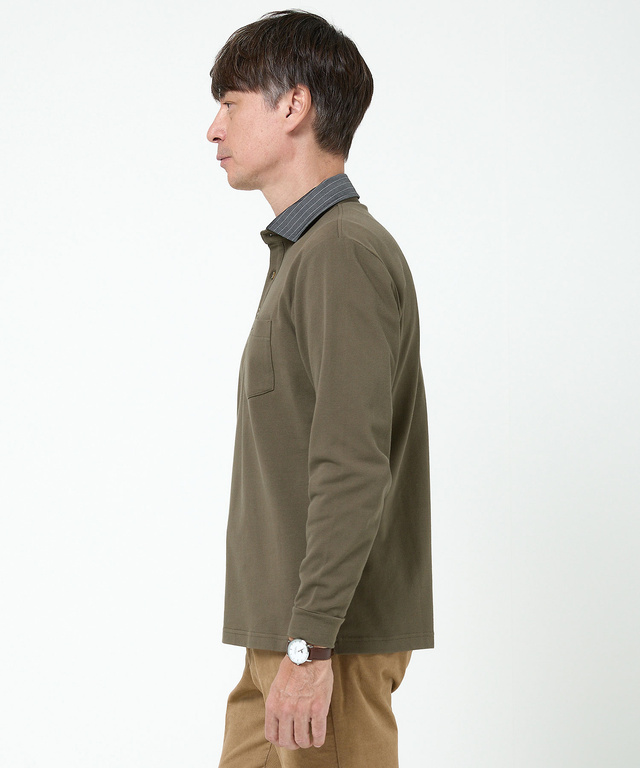 襟布帛 デザイン ポロシャツ