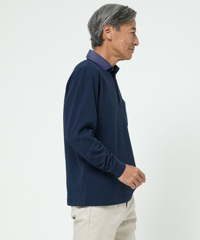 襟布帛 デザイン ポロシャツ