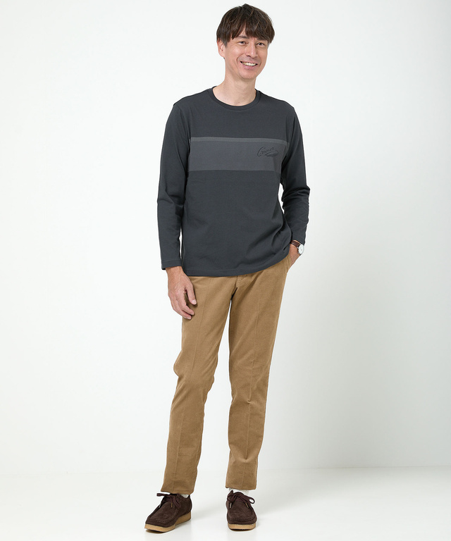 胸ライン デザイン 長袖Tシャツ