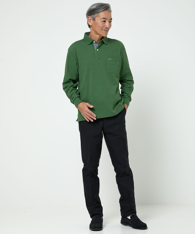 ロゴプリント 長袖ポロシャツ