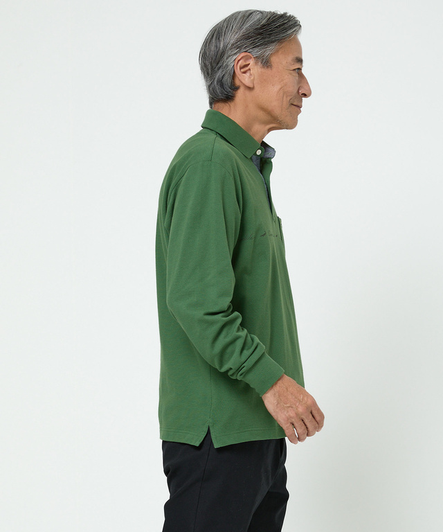 ロゴプリント 長袖ポロシャツ