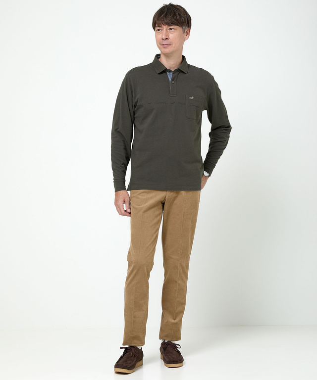 ロゴプリント 長袖ポロシャツ