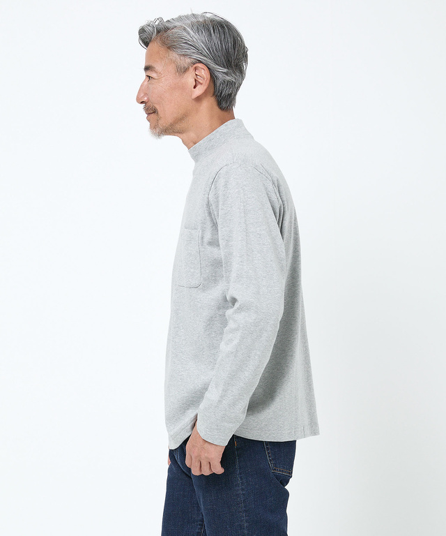 スムース素材 ハイネック カットソー