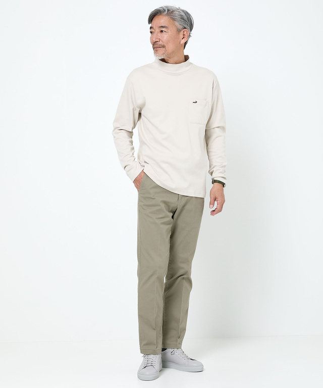 スムース素材 ハイネック カットソー