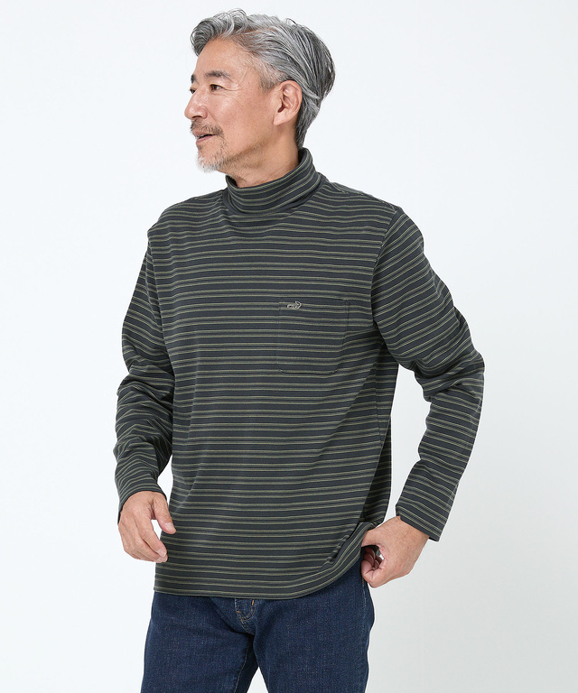 スムース素材 タートルネック カットソー