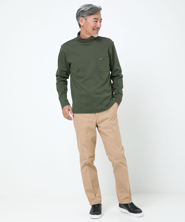 スムース素材 タートルネック カットソー