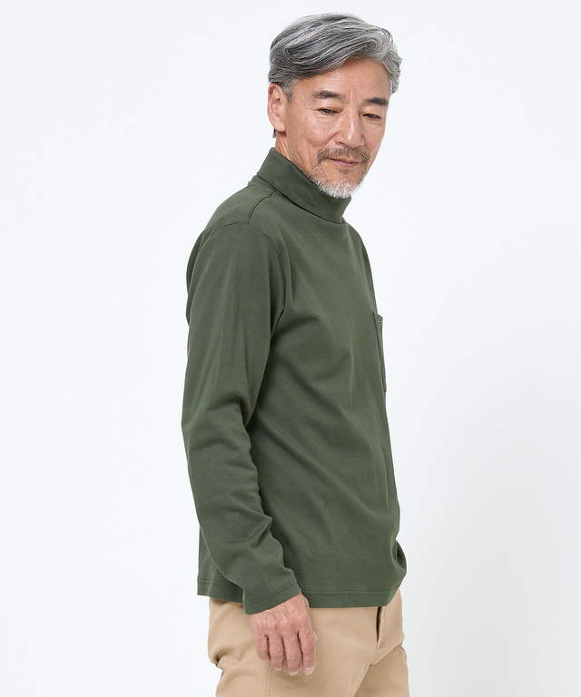 スムース素材 タートルネック カットソー