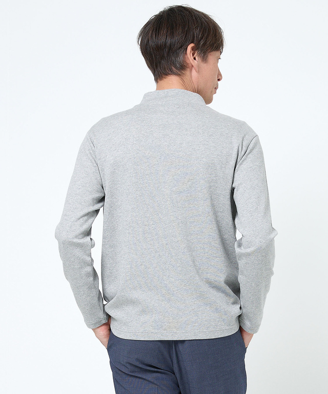 テレコ編み ハイネック カットソー