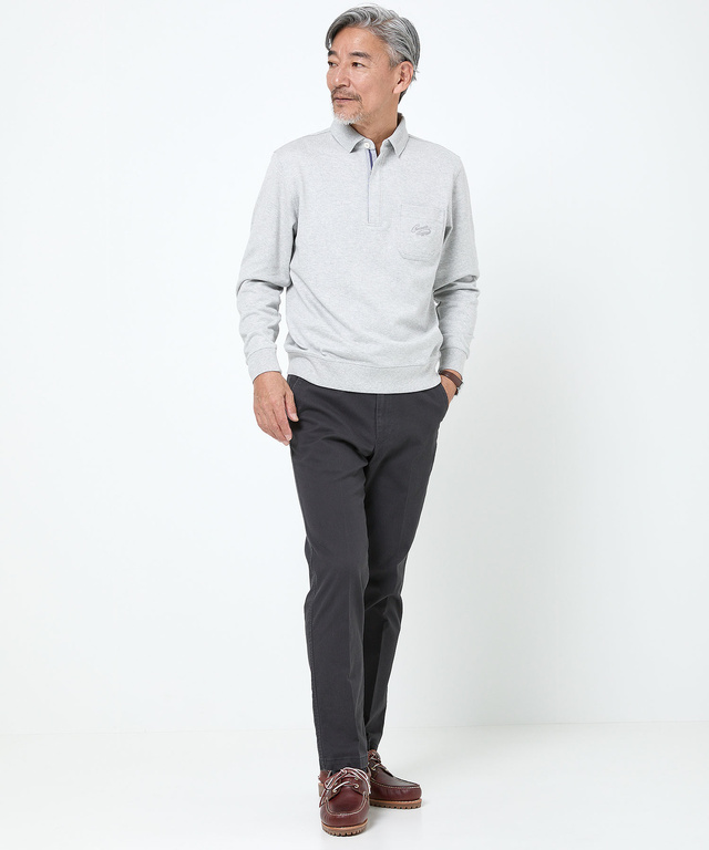 襟デザイン ジップ ポロシャツ