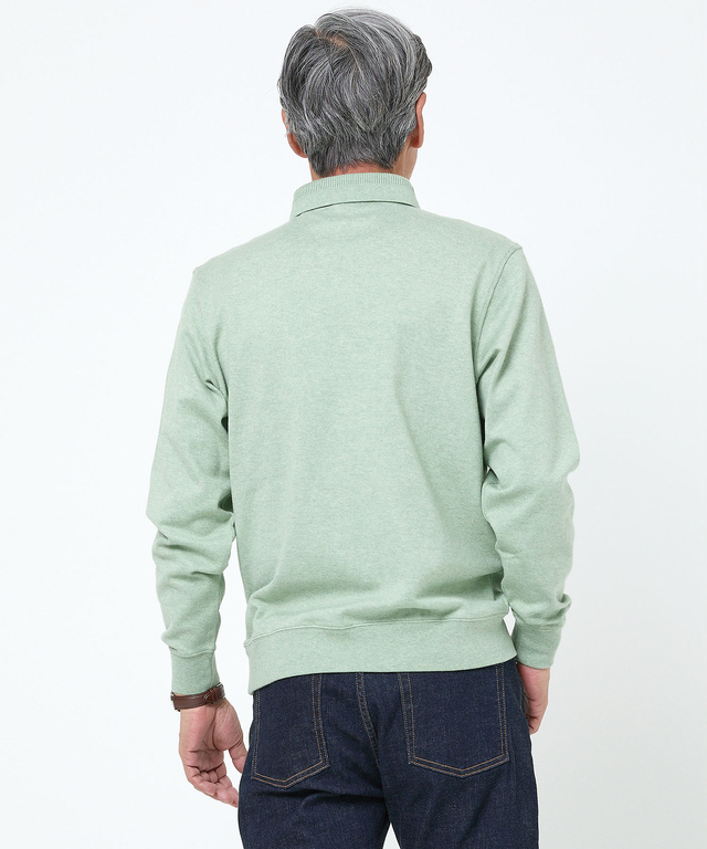 襟デザイン ジップ ポロシャツ