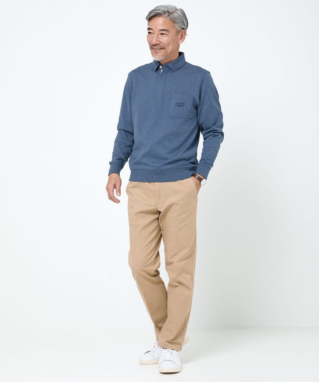 襟デザイン ジップ ポロシャツ