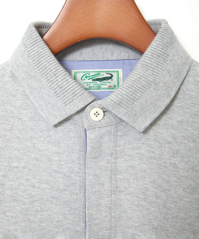 襟デザイン ジップ ポロシャツ