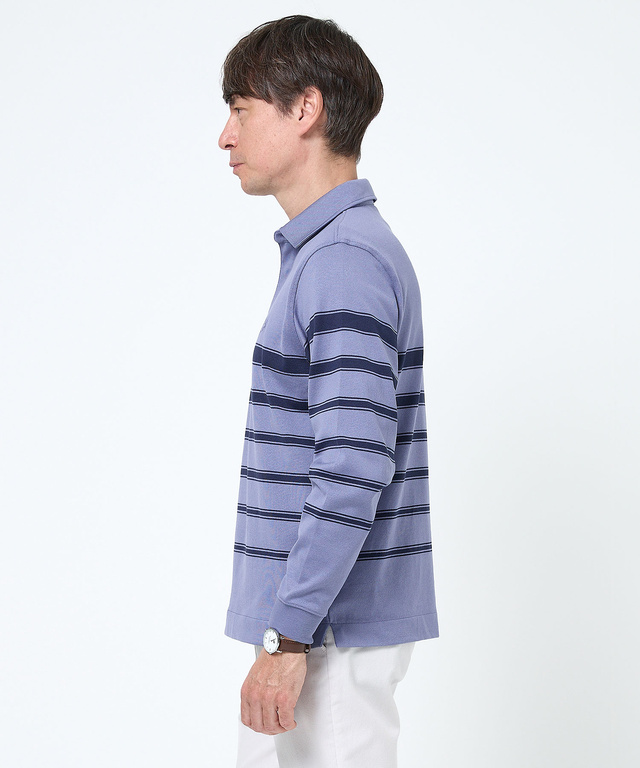 パネルボーダー ジップ ポロシャツ