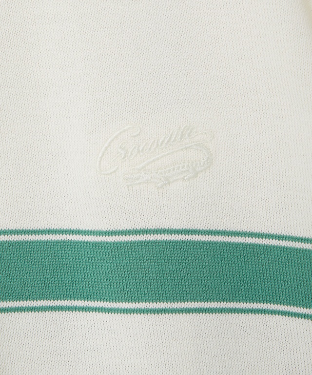 パネルボーダー ジップ ポロシャツ