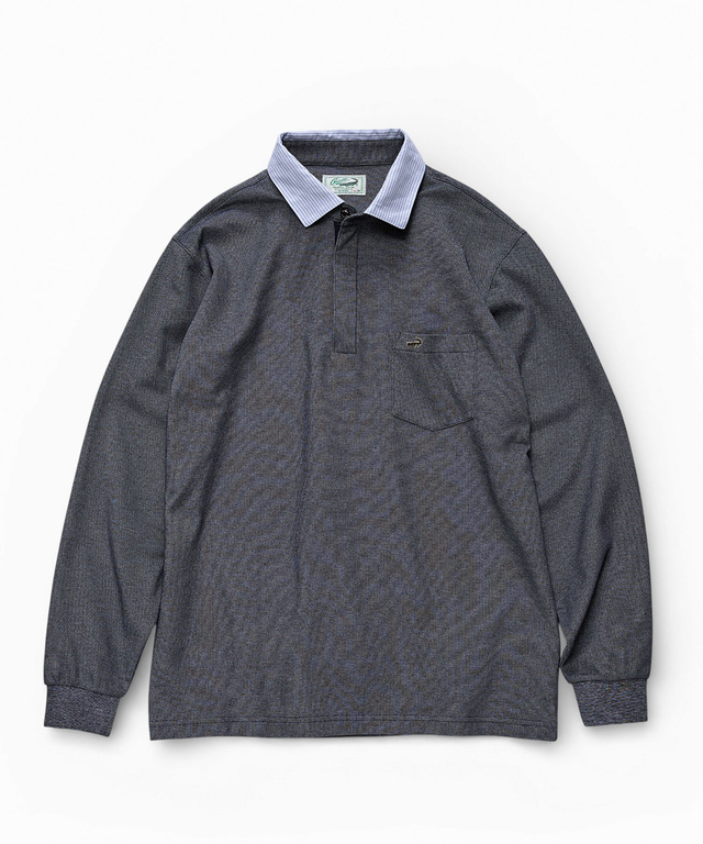 襟配色デザイン ジップ ポロシャツ