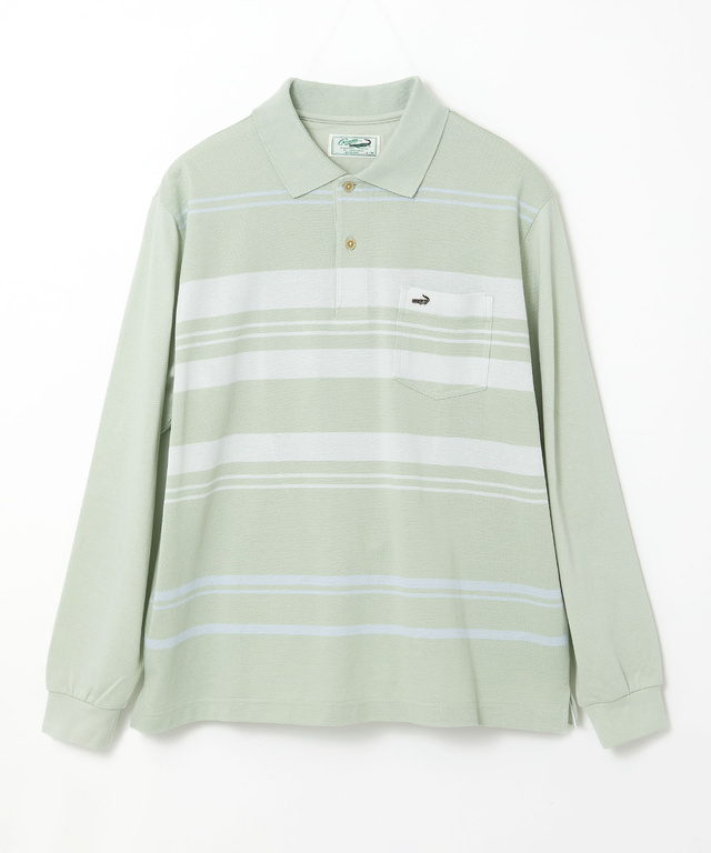 パネルボーダー 長袖ポロシャツ【日本製生地】