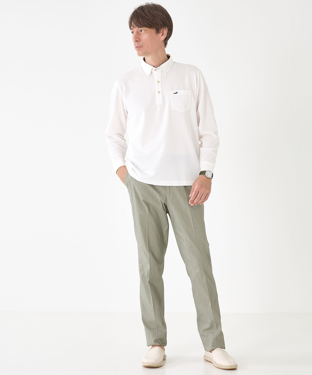 シアサッカー 格子柄 ポロシャツ