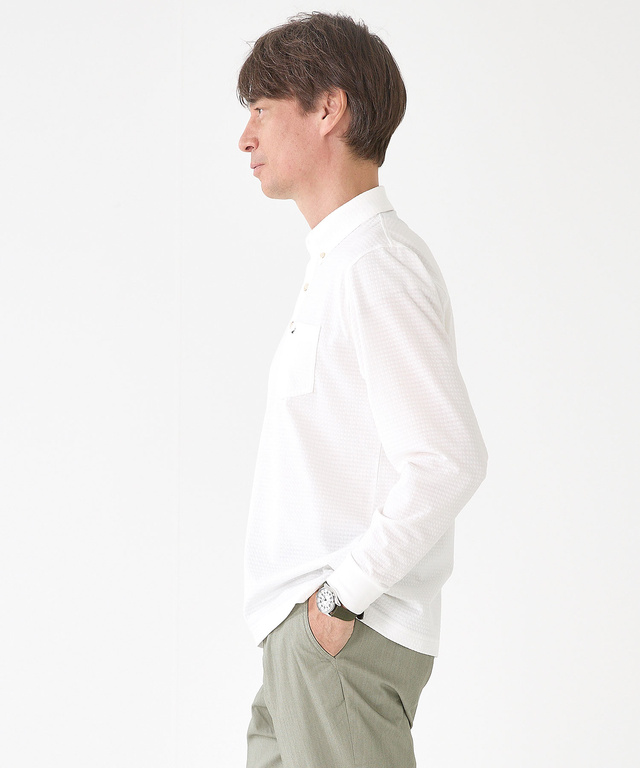 シアサッカー 格子柄 ポロシャツ