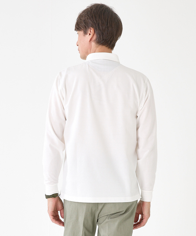 シアサッカー 格子柄 ポロシャツ