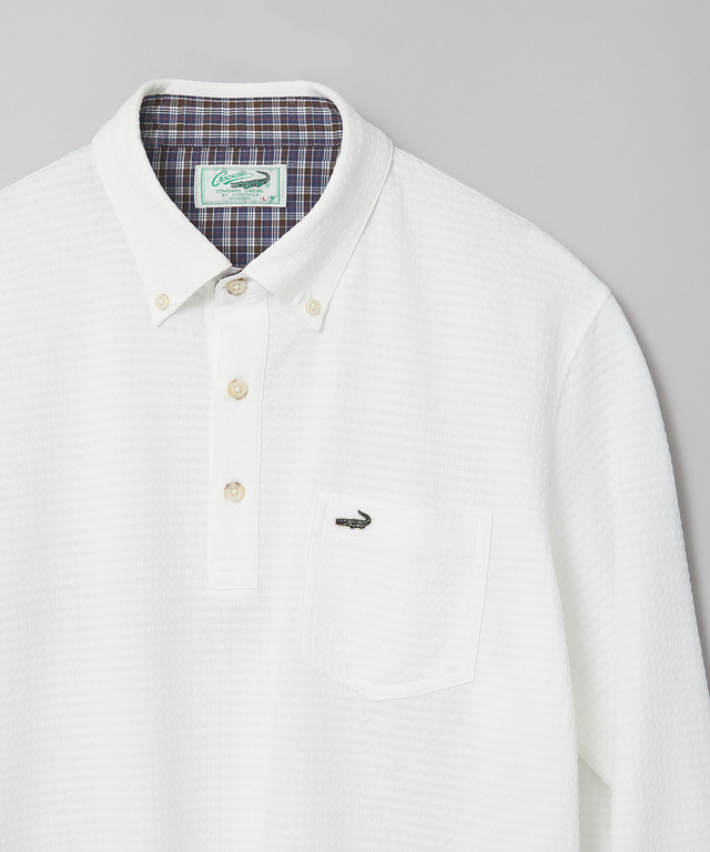 シアサッカー 格子柄 ポロシャツ