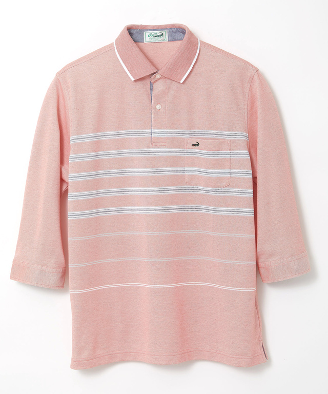 パネルボーダー 7分袖 ポロシャツ【吸汗速乾】