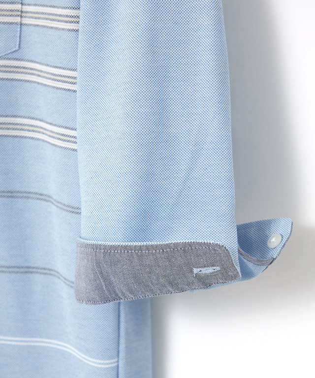 パネルボーダー 7分袖 ポロシャツ【吸汗速乾】