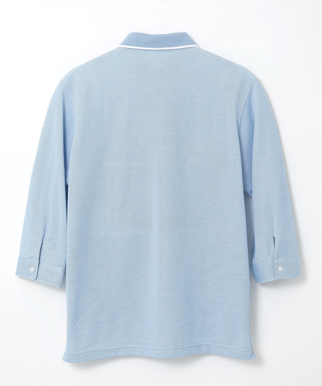 パネルボーダー 7分袖 ポロシャツ【吸汗速乾】