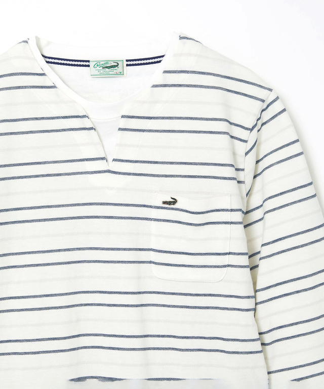 ボーダー レイヤー風 七分袖Tシャツ