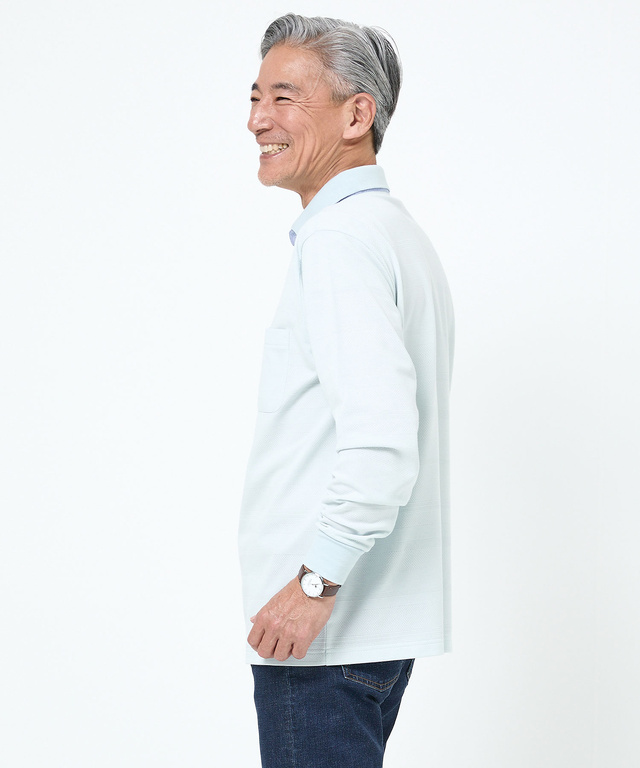 ジャカード シャドーボーダー ポロシャツ 【吸汗速乾】