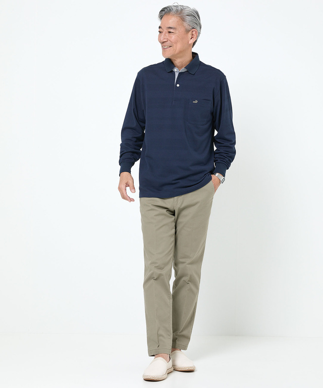 ジャカード シャドーボーダー ポロシャツ 【吸汗速乾】