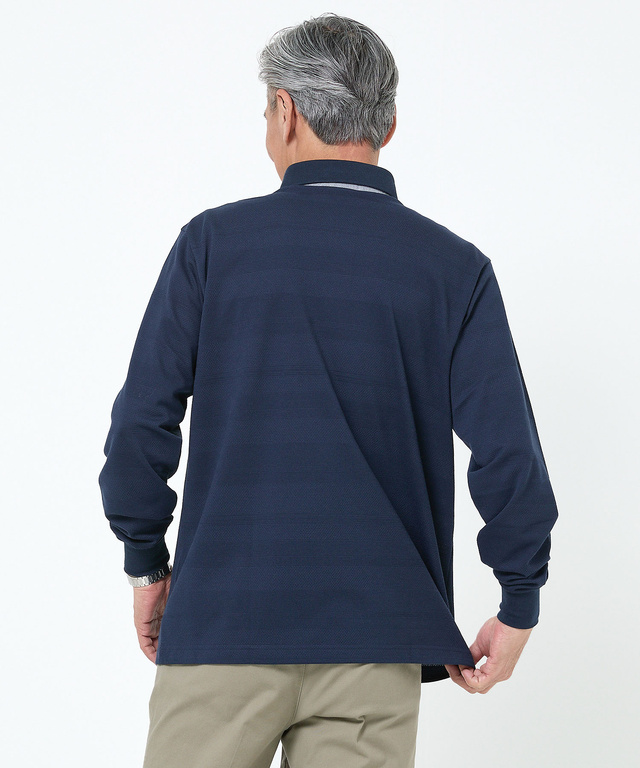 ジャカード シャドーボーダー ポロシャツ 【吸汗速乾】