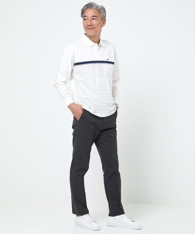 スノーコットン パネルボーダー ポロシャツ 【接触冷感】