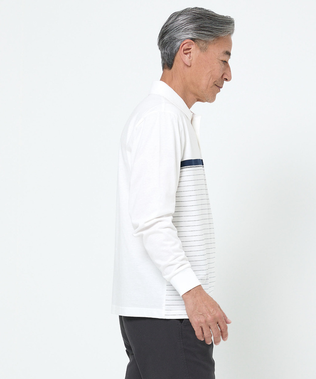 スノーコットン パネルボーダー ポロシャツ 【接触冷感】