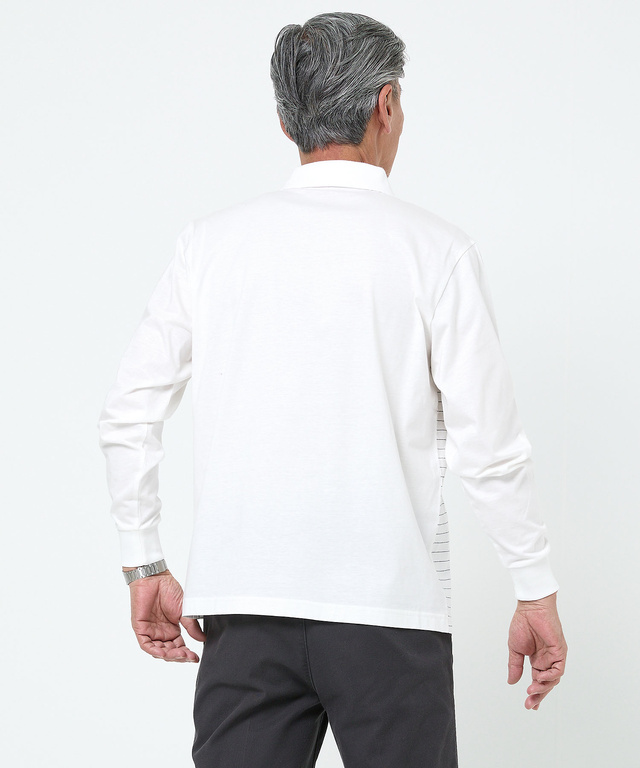 スノーコットン パネルボーダー ポロシャツ 【接触冷感】