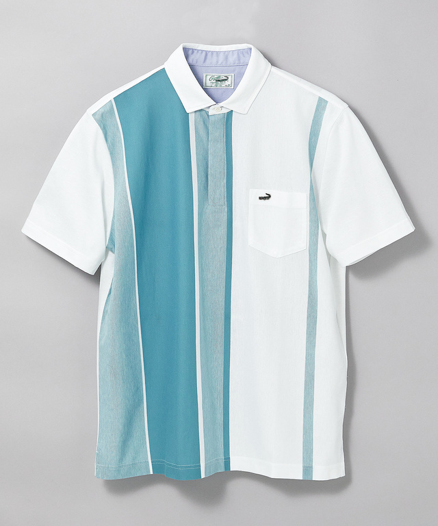 スノーコットン ストライプ ポロシャツ【接触冷感】