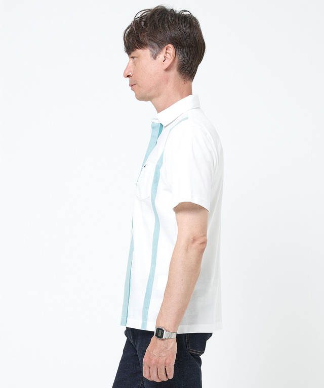 スノーコットン ストライプ ポロシャツ【接触冷感】