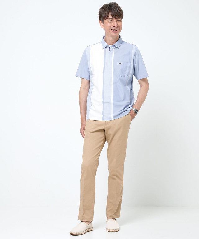 スノーコットン ストライプ ポロシャツ【接触冷感】