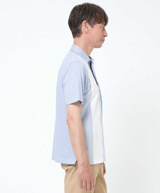 スノーコットン ストライプ ポロシャツ【接触冷感】