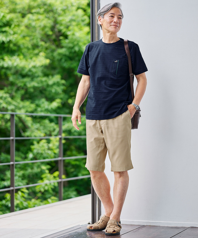 スノーコットン シャドーボーダー Tシャツ【接触冷感】