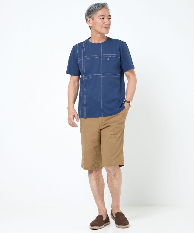 スノーコットン パネルチェック Tシャツ【接触冷感】