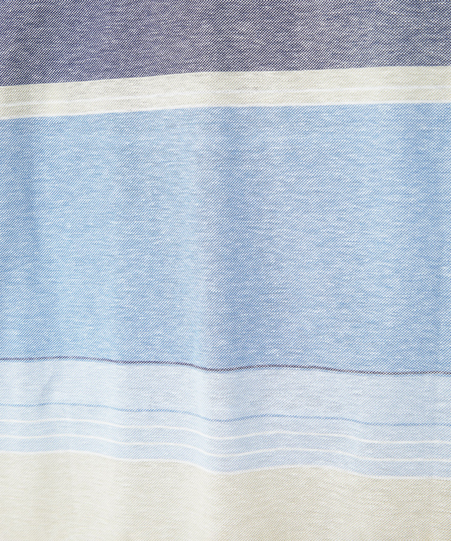 スノーリネン パネルボーダー ポロシャツ 【接触冷感】