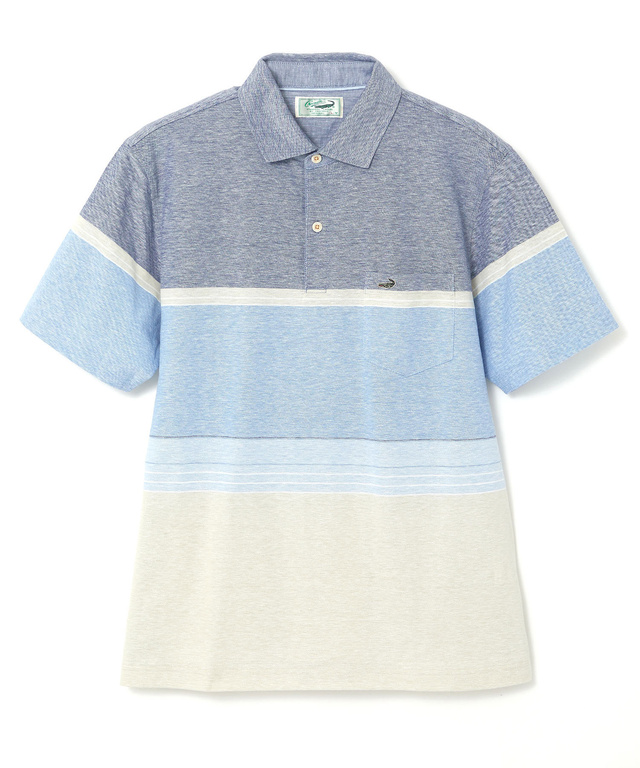 スノーリネン パネルボーダー ポロシャツ 【接触冷感】