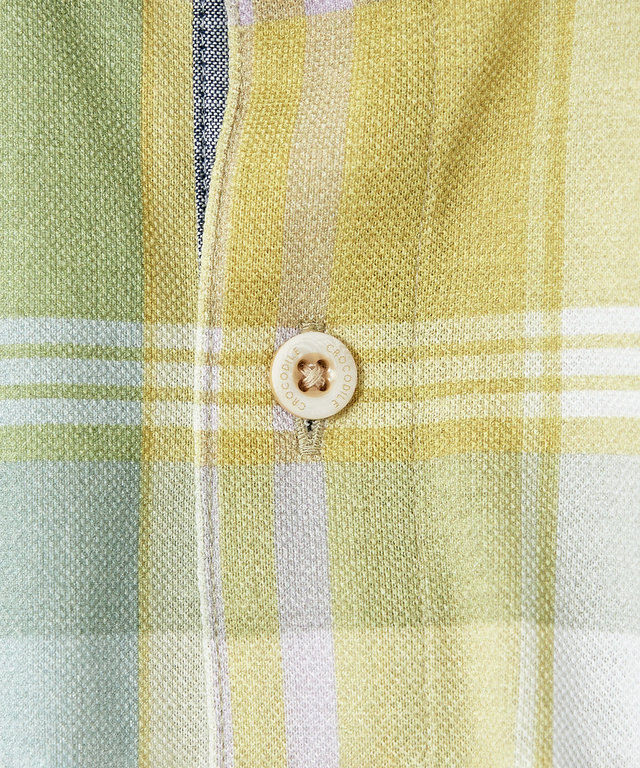 鹿の子 チェックプリント ポロシャツ【吸汗速乾】