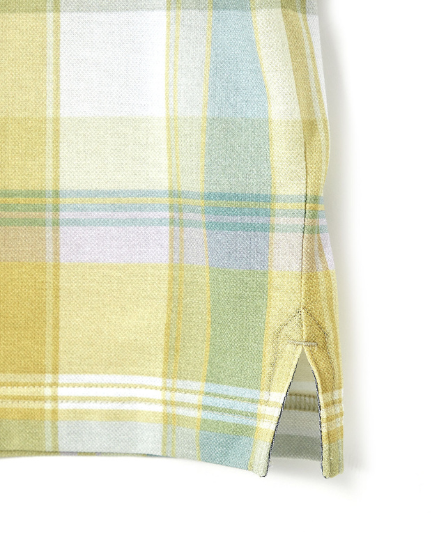 鹿の子 チェックプリント ポロシャツ【吸汗速乾】