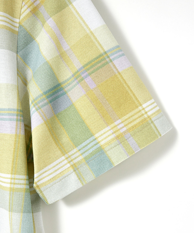 鹿の子 チェックプリント ポロシャツ【吸汗速乾】