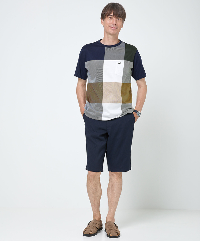 クロコダイルタータン パネルチェック Tシャツ