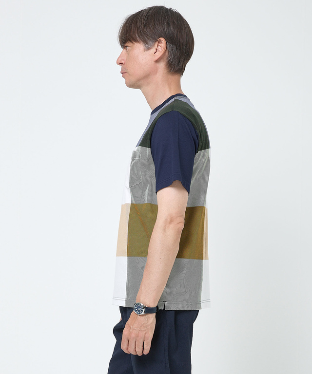 クロコダイルタータン パネルチェック Tシャツ